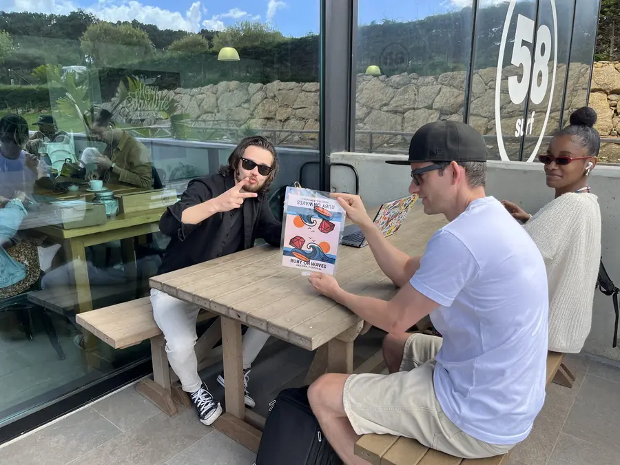 Laughing over Ruby on Waves stickers