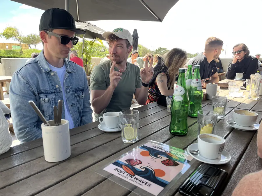 Coffee and conversation after lunch