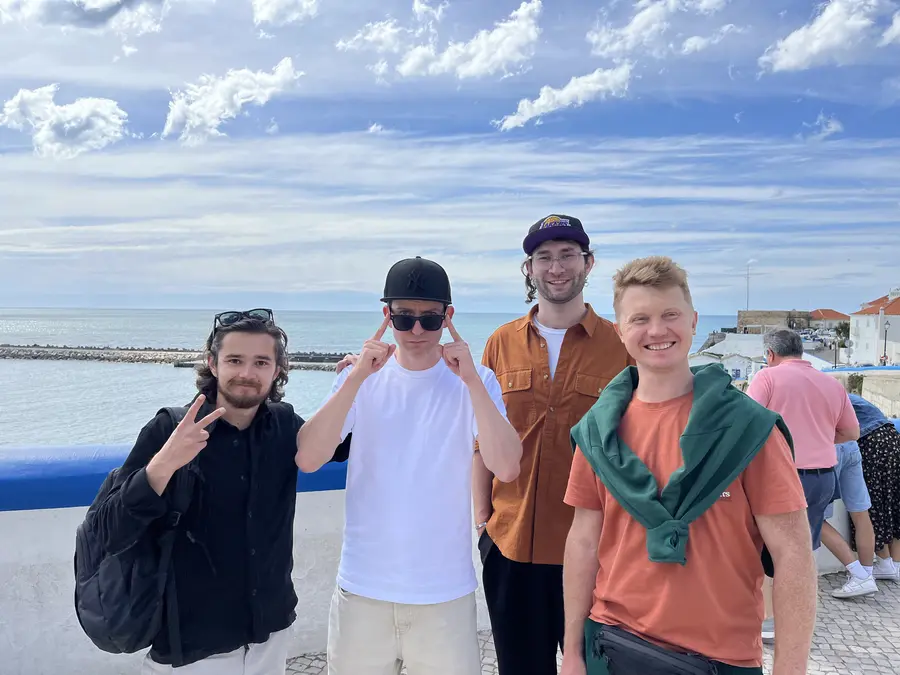 Peace signs on the seafront